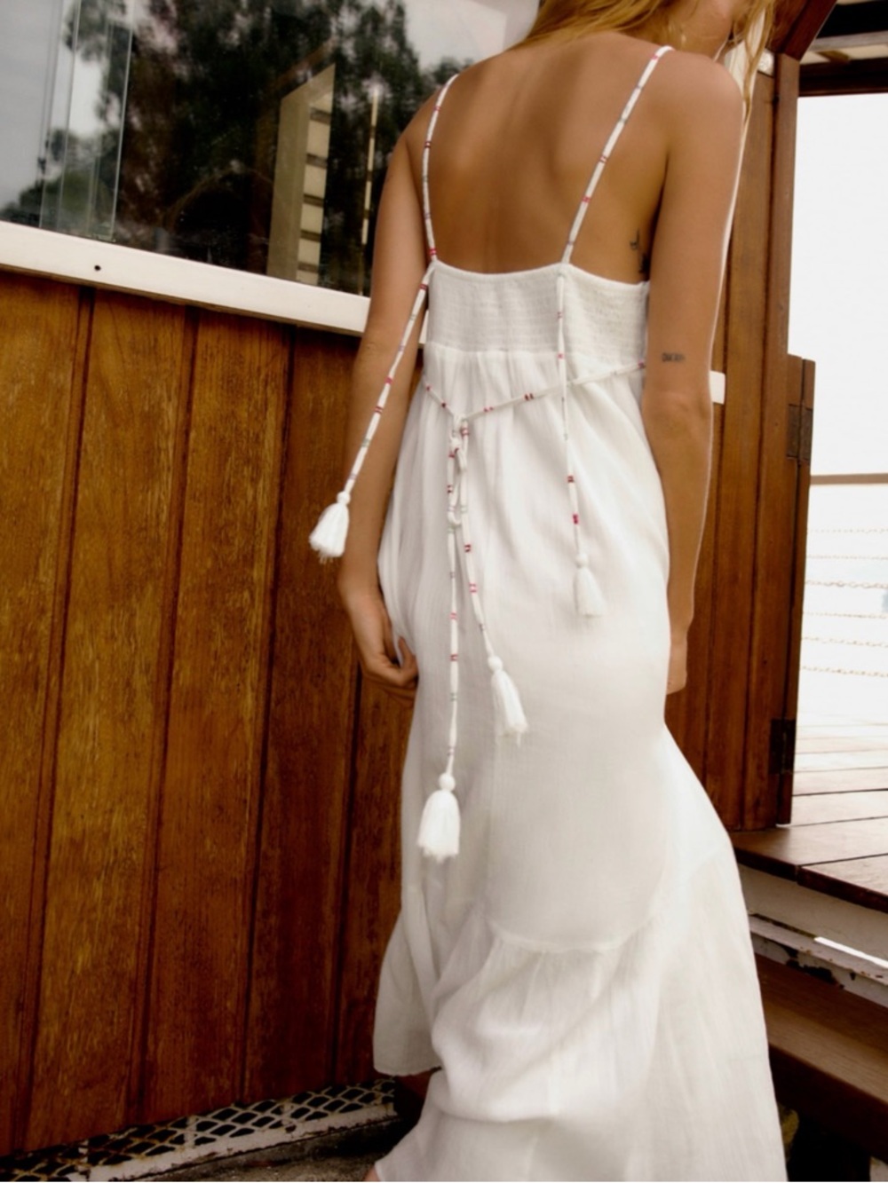 Zara White Boho Maxi Dress NWT Resort Vacation Beach Cotton Exclusive Feel - Picture 2 of 14